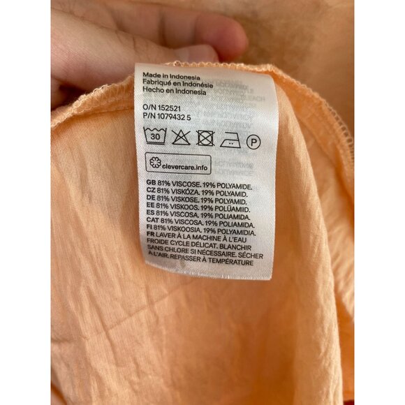 H&M Womens‎ Peach Tunic Dress XL V-Neck Puff Sleeves Viscose Blend oversized - Picture 4 of 7